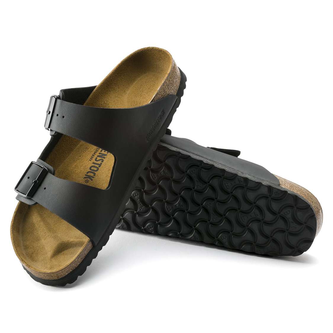 Birkenstock Arizona Birko-Flor Two Strap Sandals Black | B3hIcFDI9t1