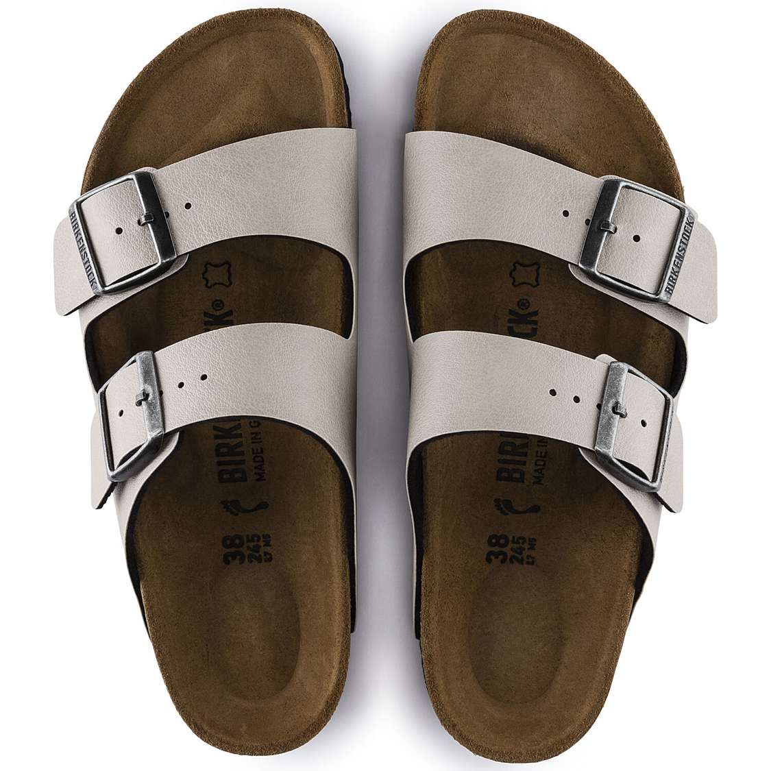 Birkenstock Arizona Birko-Flor Two Strap Sandals Grey | D1iXWXInAF5