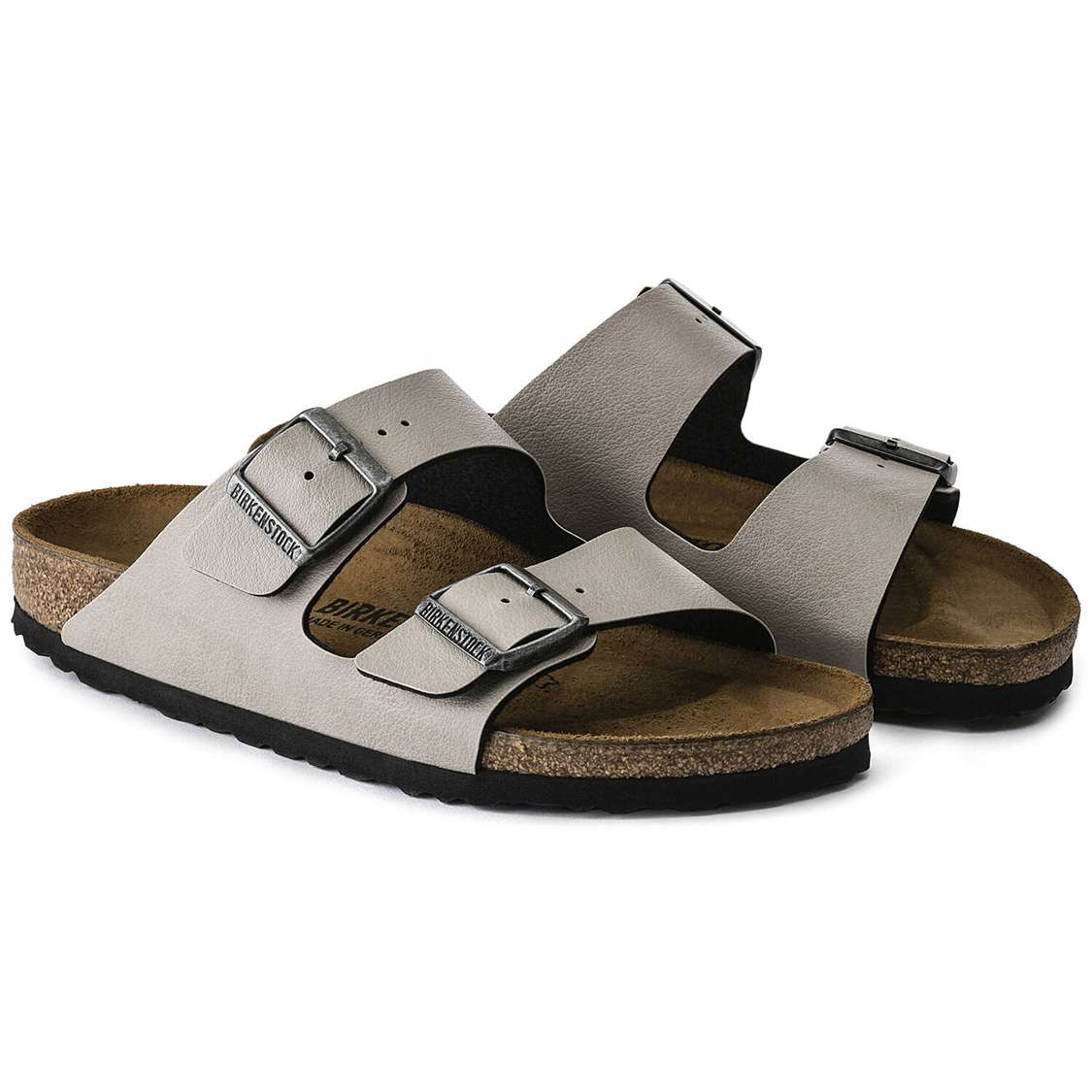 Birkenstock Arizona Birko-Flor Two Strap Sandals Grey | D1iXWXInAF5