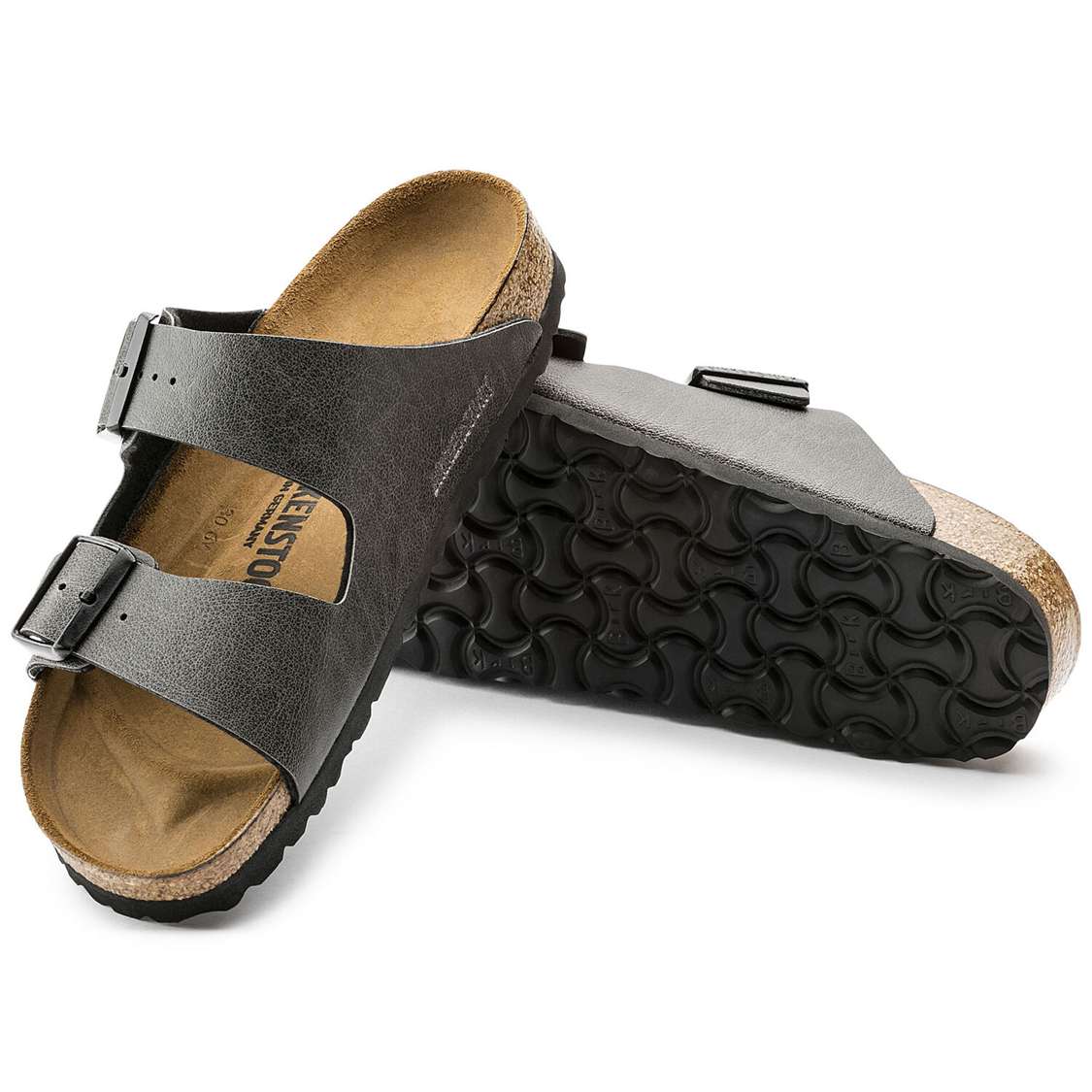 Birkenstock Arizona Birko-Flor Two Strap Sandals Dark Grey | DVmlHcQjNN5