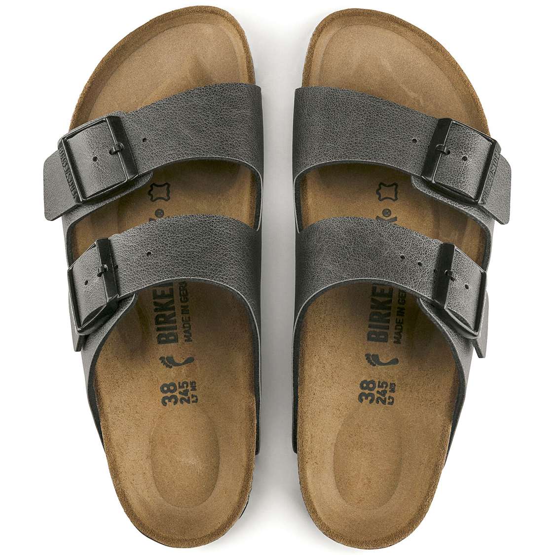 Birkenstock Arizona Birko-Flor Two Strap Sandals Dark Grey | DVmlHcQjNN5