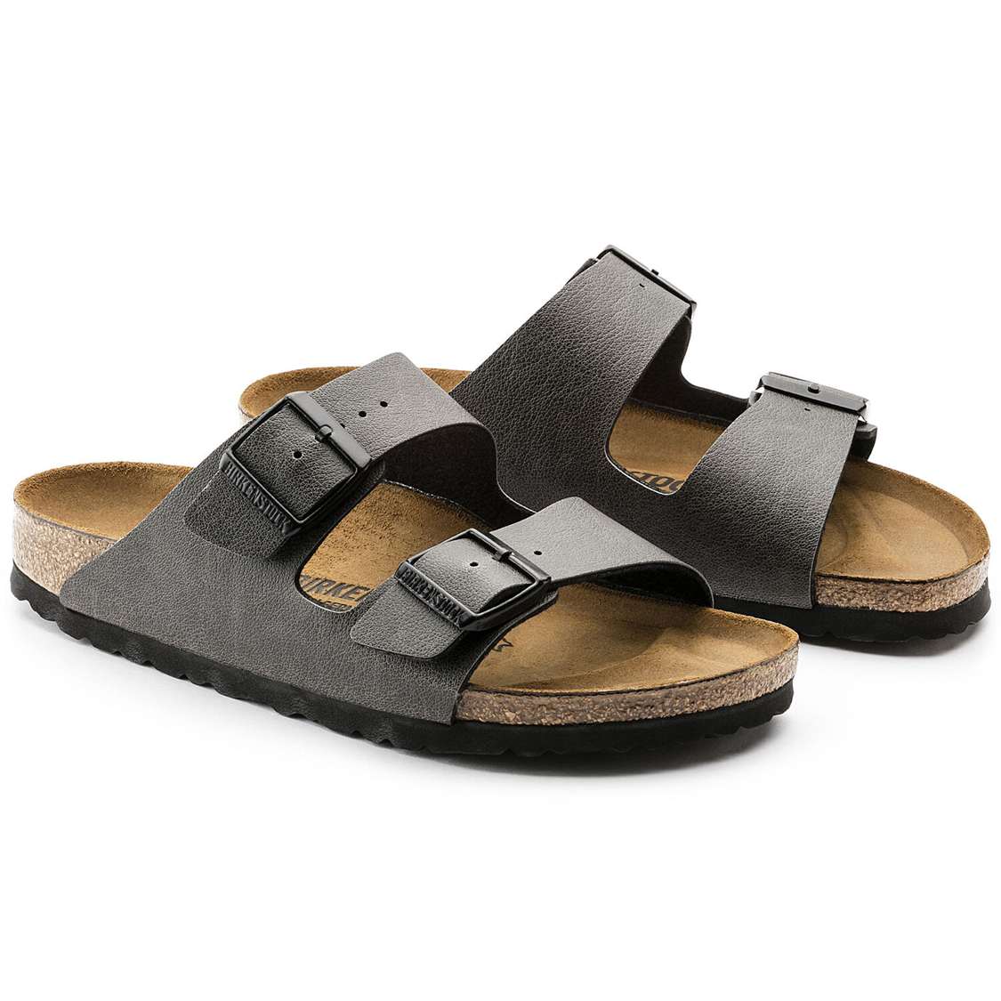 Birkenstock Arizona Birko-Flor Two Strap Sandals Dark Grey | DVmlHcQjNN5