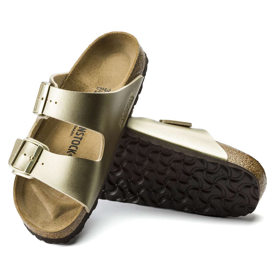 Birkenstock Arizona Birko-Flor Two Strap Sandals Gold | J9jzn7CsZ6t