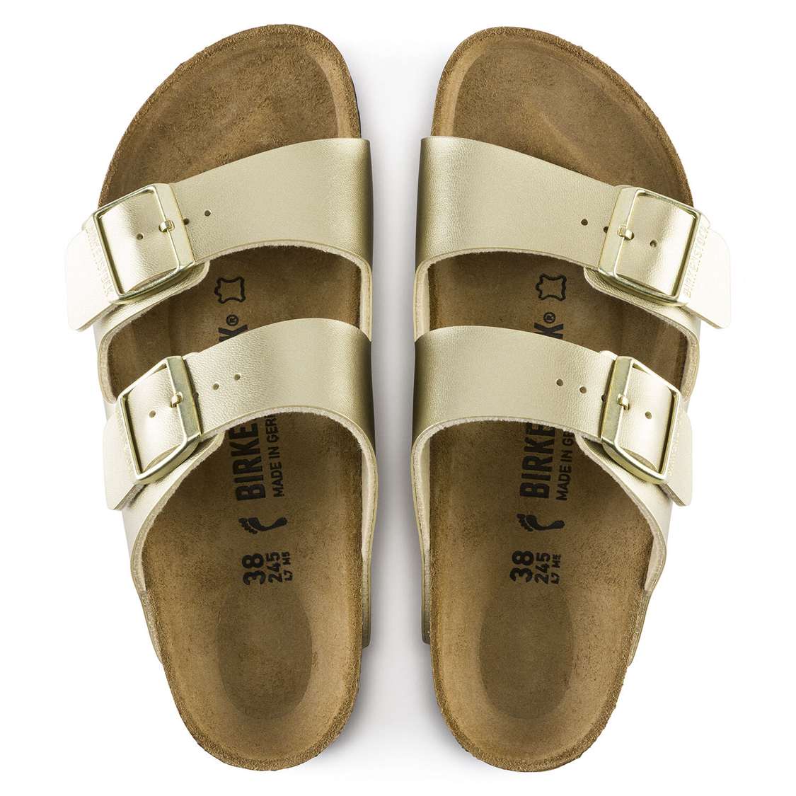 Birkenstock Arizona Birko-Flor Two Strap Sandals Gold | J9jzn7CsZ6t