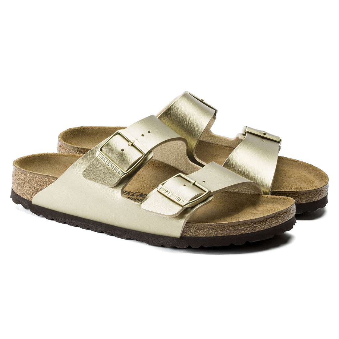 Birkenstock Arizona Birko-Flor Two Strap Sandals Gold | J9jzn7CsZ6t