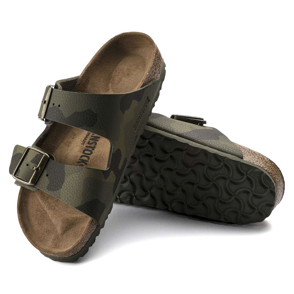 Birkenstock Arizona Birko-Flor Two Strap Sandals Camo Green | W5eZRC9wzgQ