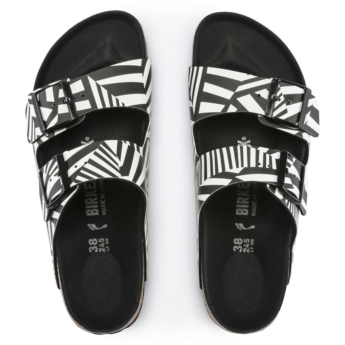 Birkenstock Arizona Birko-Flor Two Strap Sandals Camo Black White | YU2aE2EBe5B