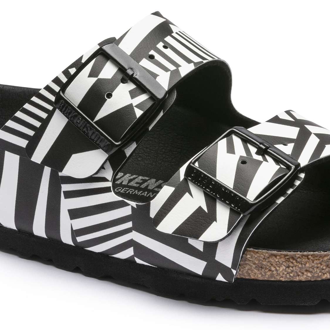 Birkenstock Arizona Birko-Flor Two Strap Sandals Camo Black White | YU2aE2EBe5B