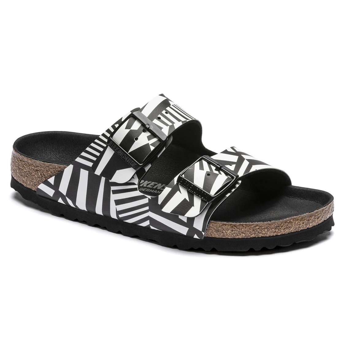 Birkenstock Arizona Birko-Flor Two Strap Sandals Camo Black White | YU2aE2EBe5B