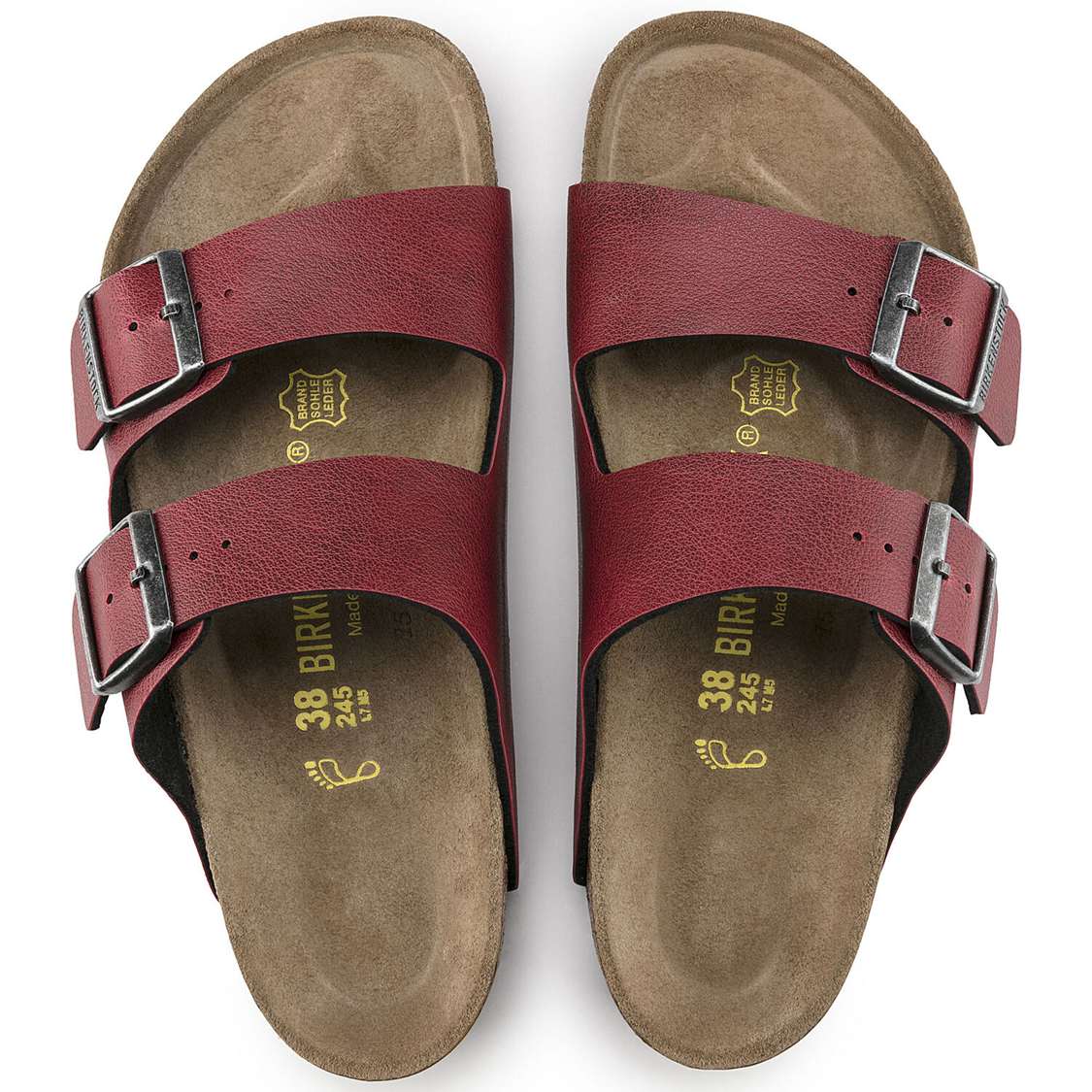 Birkenstock Arizona Birko-Flor Two Strap Sandals Burgundy | dH4zG8MacZA