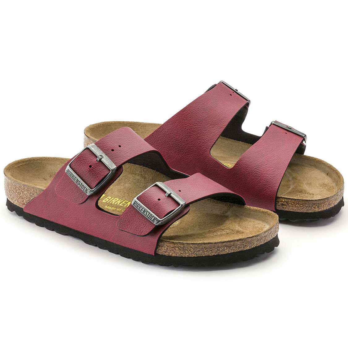 Birkenstock Arizona Birko-Flor Two Strap Sandals Burgundy | dH4zG8MacZA