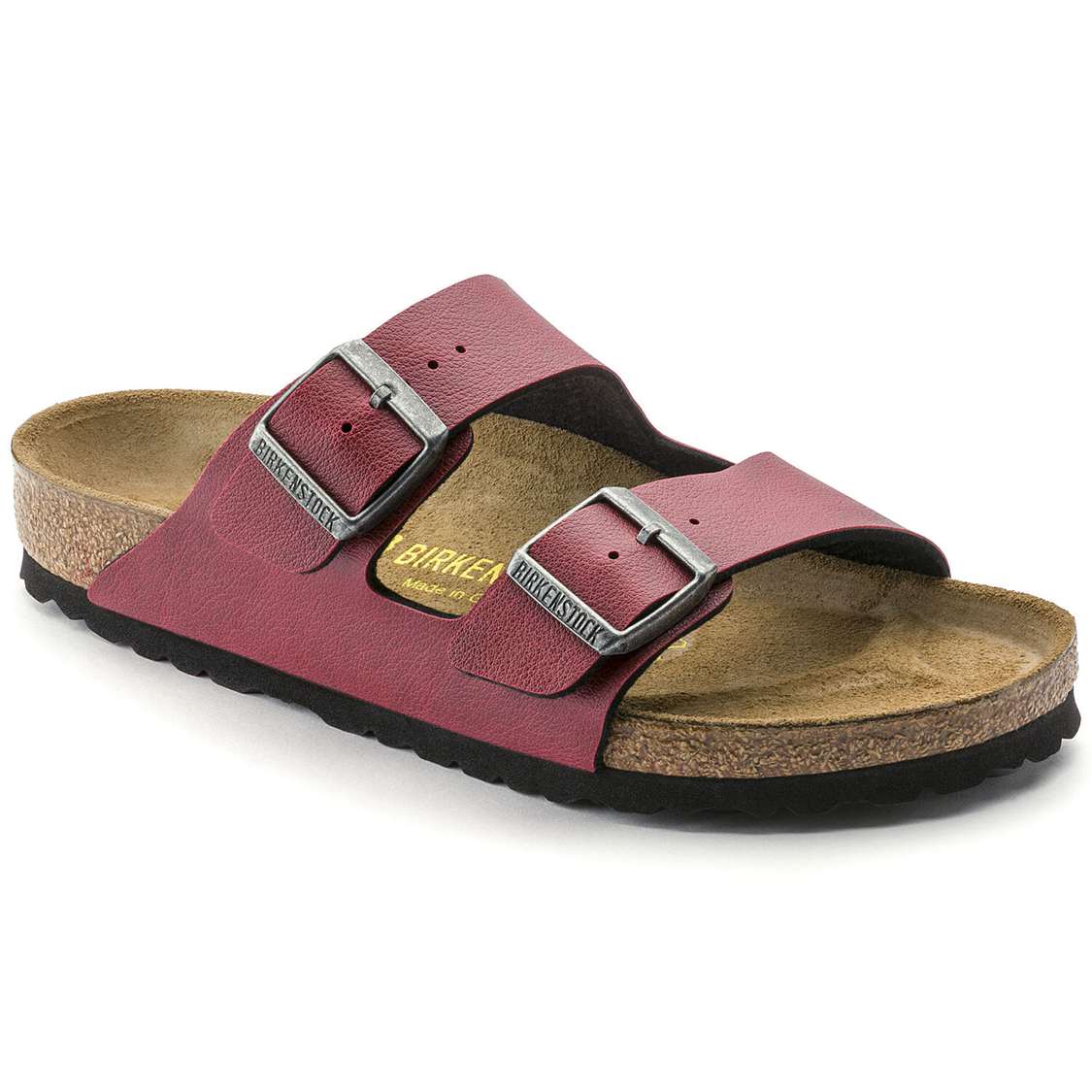 Birkenstock Arizona Birko-Flor Two Strap Sandals Burgundy | dH4zG8MacZA