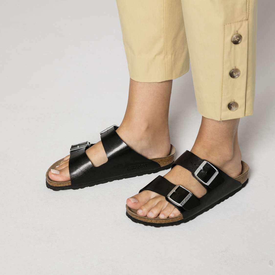 Birkenstock Arizona Birko-Flor Two Strap Sandals Black | yTtkYij2vXT