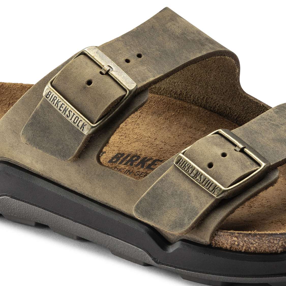 Birkenstock Arizona Cross Town Oiled Leather Two Strap Sandals Khaki | LluJysPZrhz