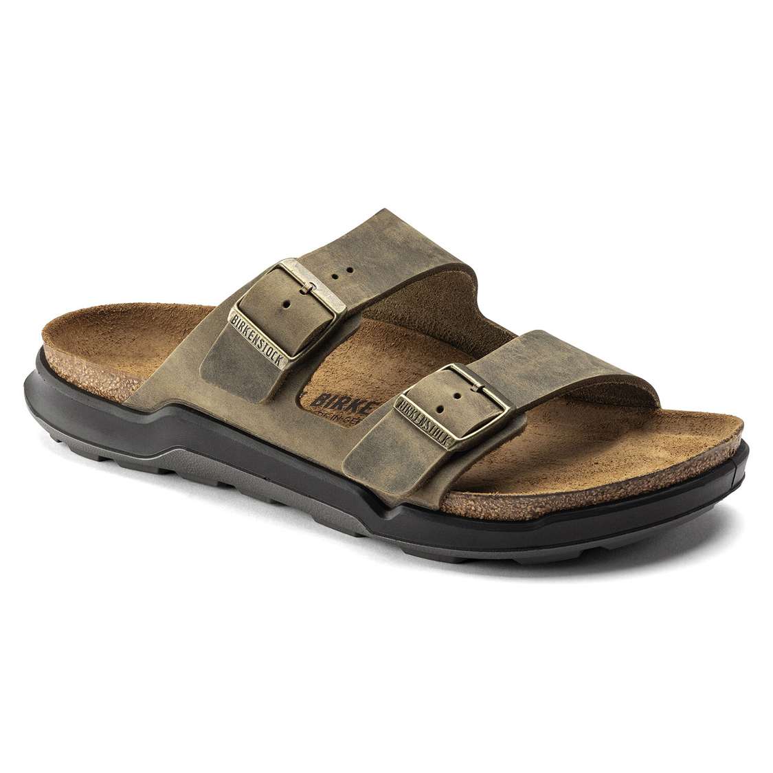 Birkenstock Arizona Cross Town Oiled Leather Two Strap Sandals Khaki | LluJysPZrhz