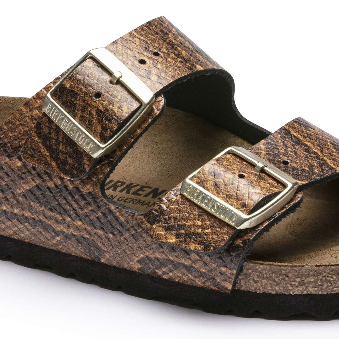 Birkenstock Arizona Embossed Leather Two Strap Sandals Snake Brown | YMTtflKZqvv