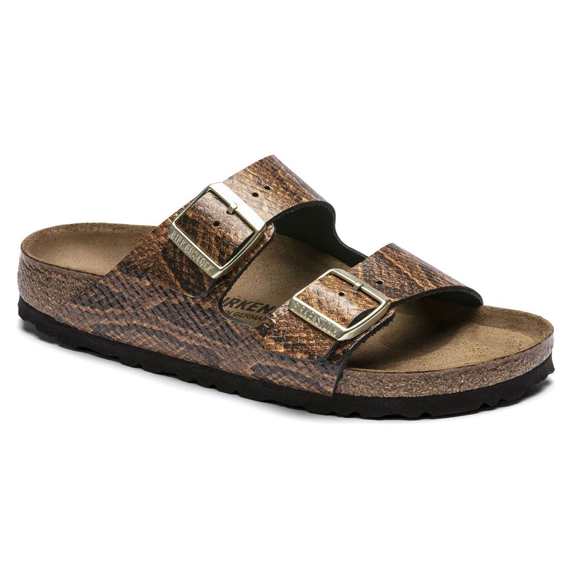 Birkenstock Arizona Embossed Leather Two Strap Sandals Snake Brown | YMTtflKZqvv