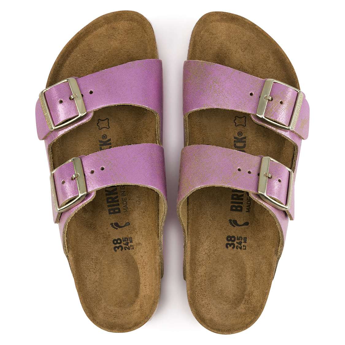 Birkenstock Arizona Leather Two Strap Sandals Wash Pink | 5Jo1BsH4nCe