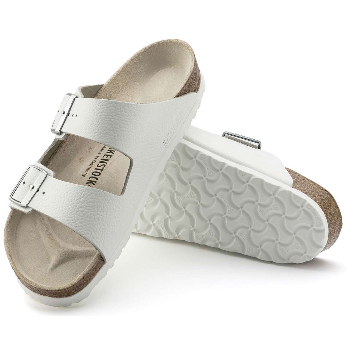 Birkenstock Arizona Leather Two Strap Sandals White | JW7K7ArFQ8I