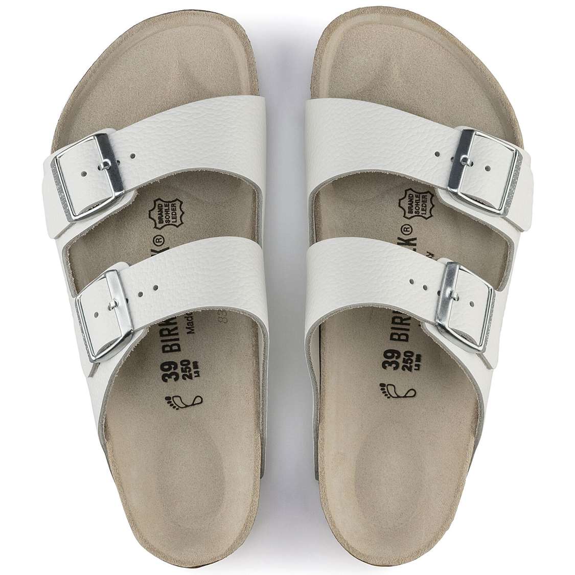 Birkenstock Arizona Leather Two Strap Sandals White | JW7K7ArFQ8I