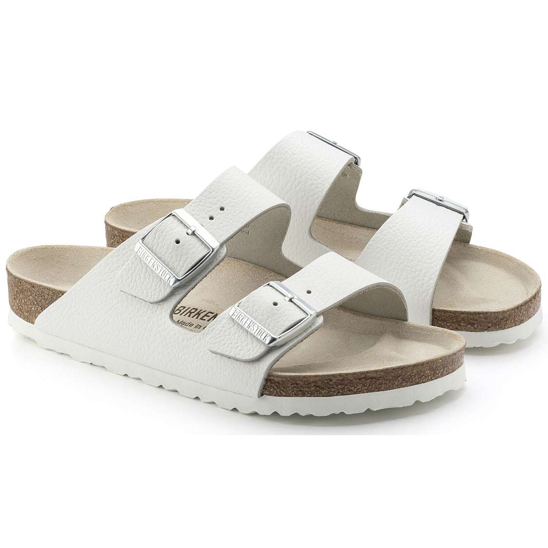 Birkenstock Arizona Leather Two Strap Sandals White | JW7K7ArFQ8I