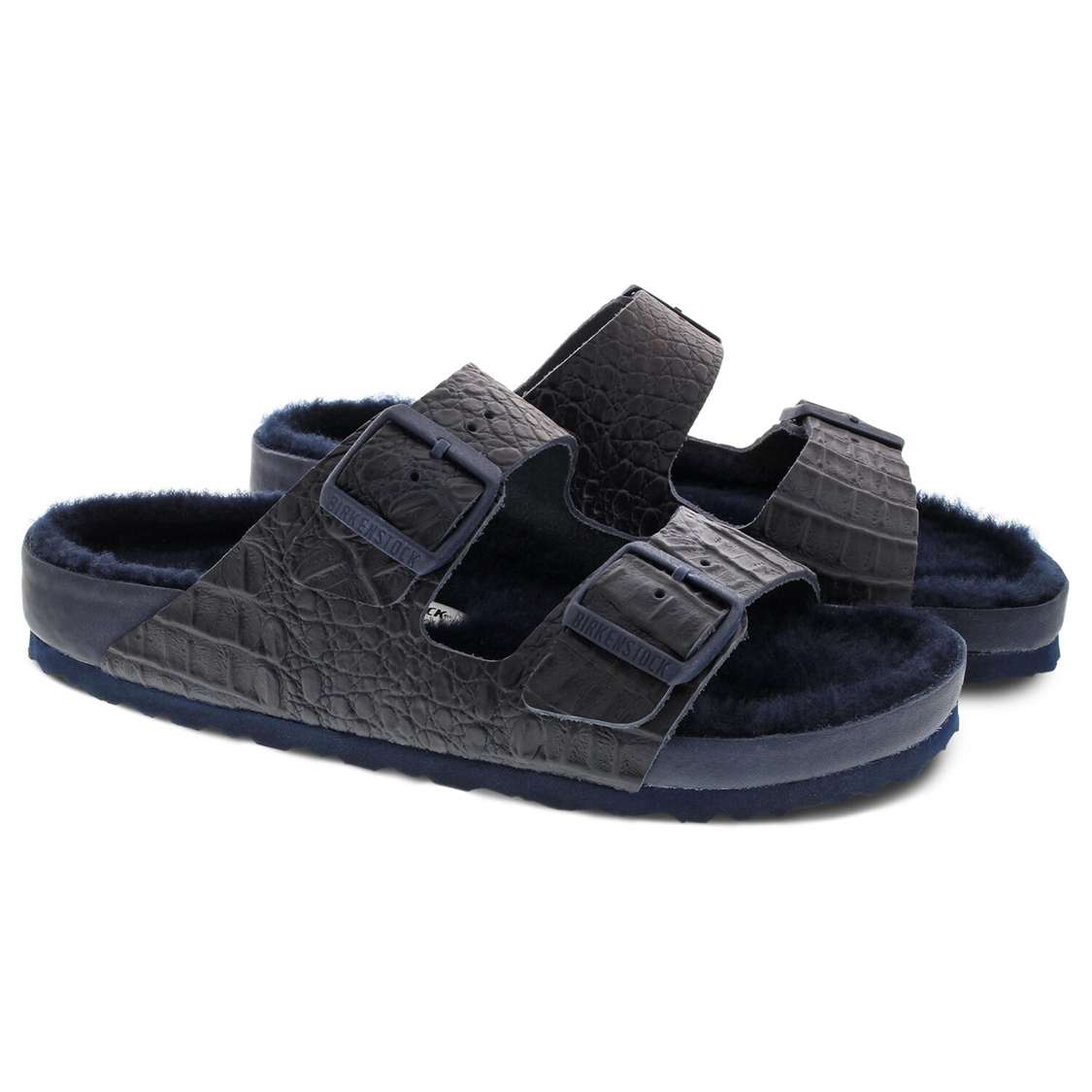 Birkenstock Arizona Leather Two Strap Sandals Navy | T9M811R4Rc6