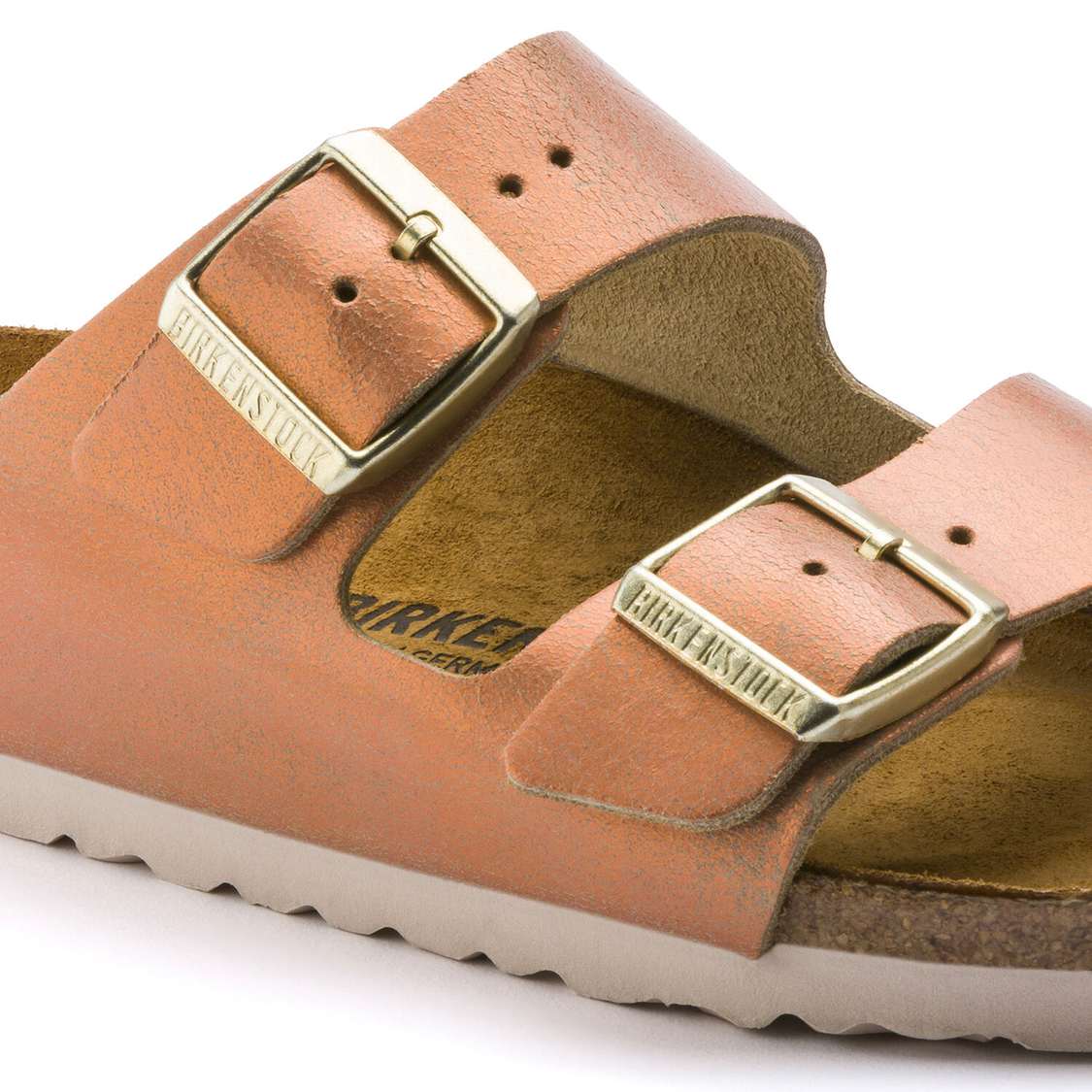 Birkenstock Arizona Leather Two Strap Sandals Wash Copper | UBB35c4GV3I