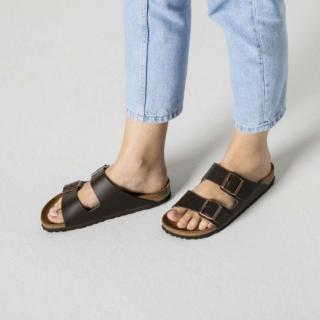 Birkenstock Arizona Leather Two Strap Sandals Dark Brown | YCbRc7HCBGK