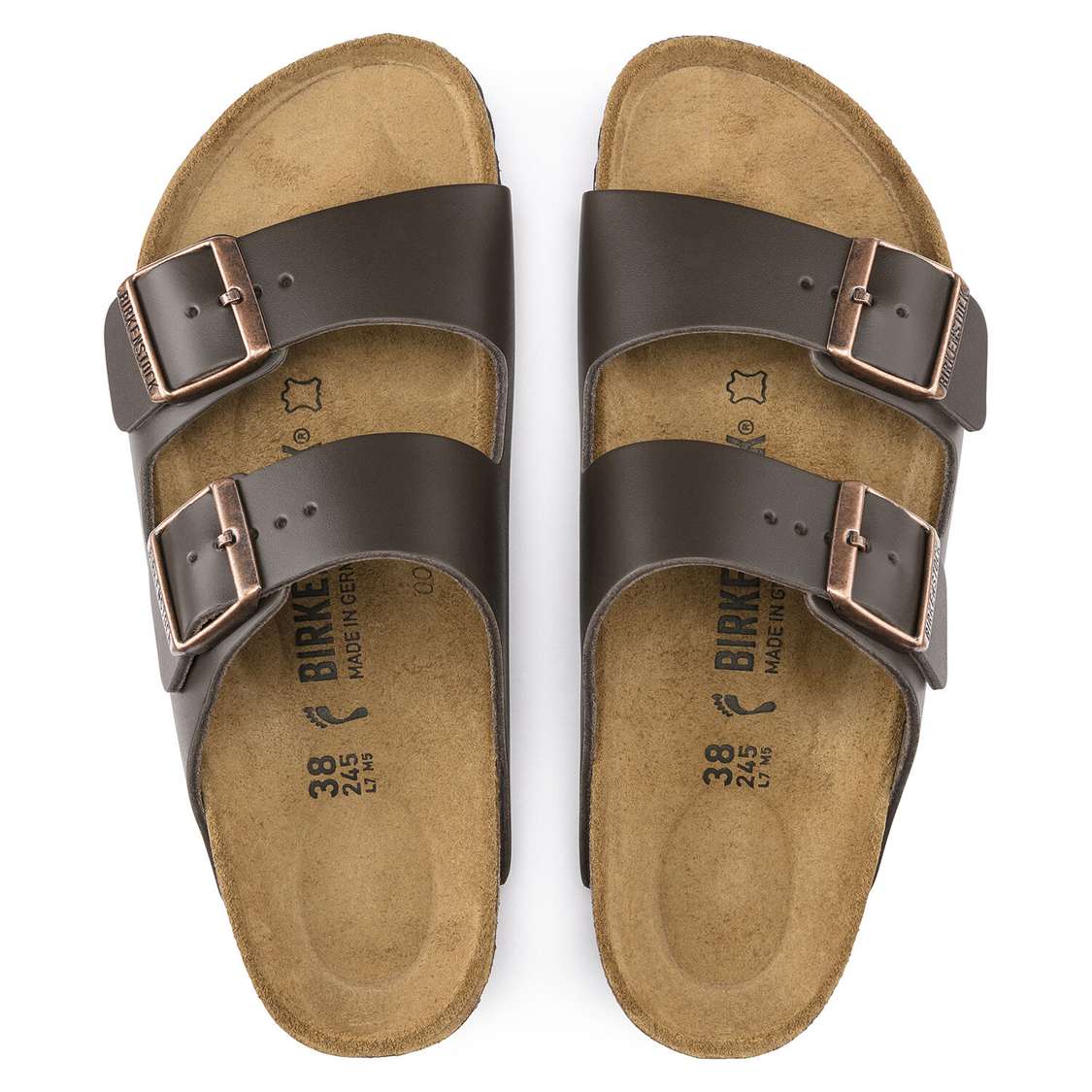 Birkenstock Arizona Leather Two Strap Sandals Dark Brown | YCbRc7HCBGK