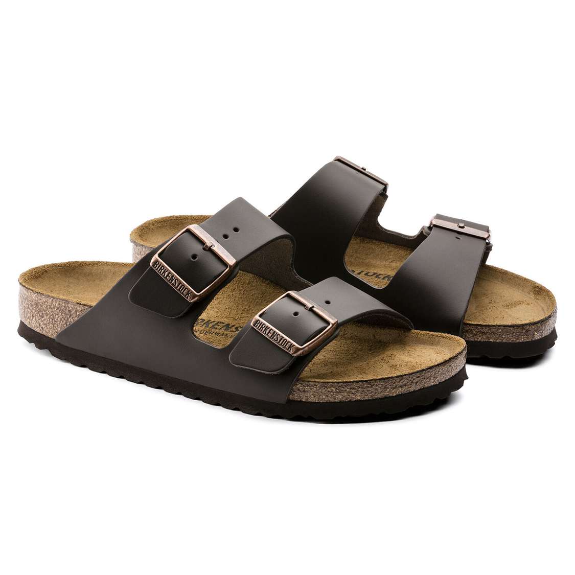 Birkenstock Arizona Leather Two Strap Sandals Dark Brown | YCbRc7HCBGK