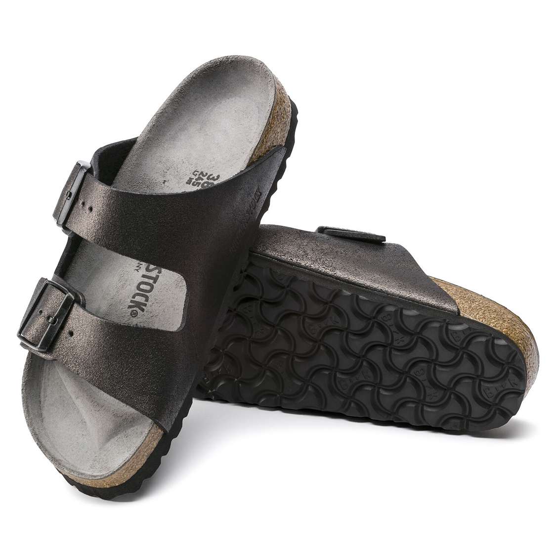 Birkenstock Arizona Leather Two Strap Sandals Wash Black | rX3bjaPhEte