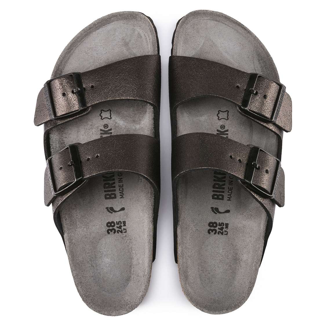 Birkenstock Arizona Leather Two Strap Sandals Wash Black | rX3bjaPhEte