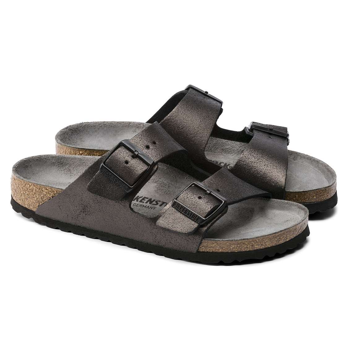 Birkenstock Arizona Leather Two Strap Sandals Wash Black | rX3bjaPhEte