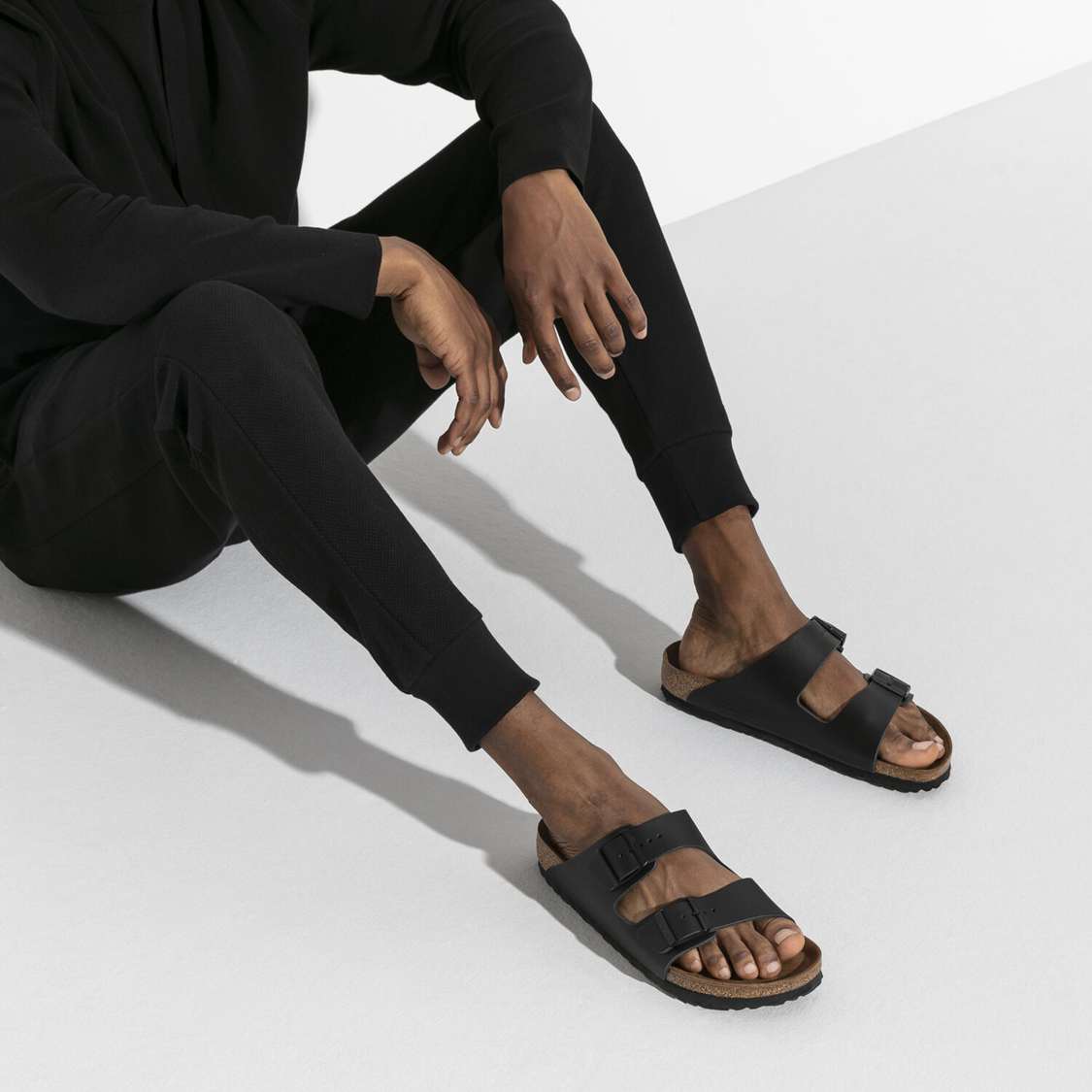 Birkenstock Arizona Leather Two Strap Sandals Black | tovLymH3flb