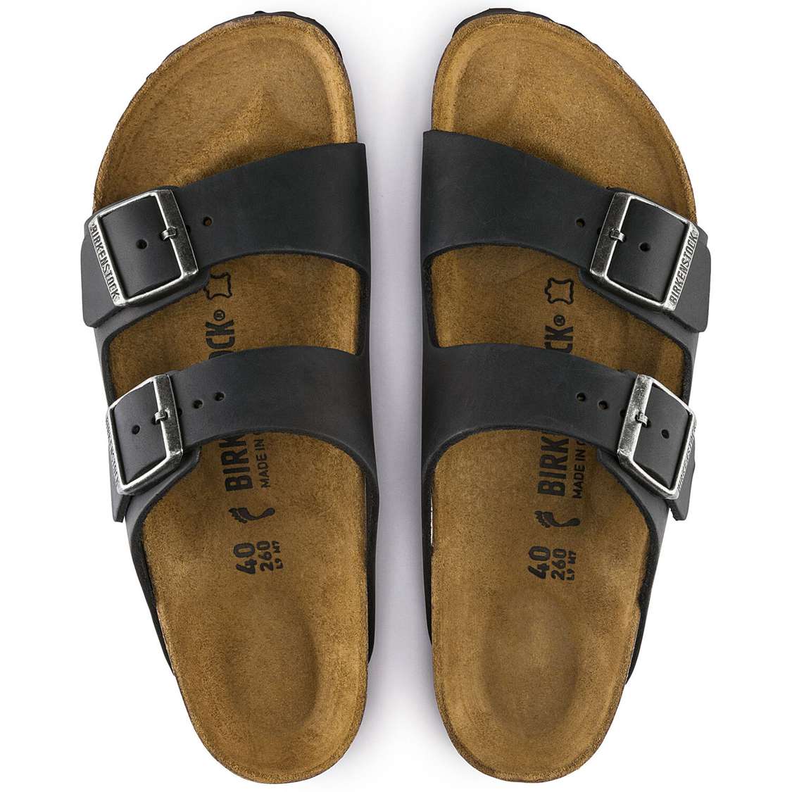 Birkenstock Arizona Oiled Leather Two Strap Sandals Black | 25LwEXqaTaI