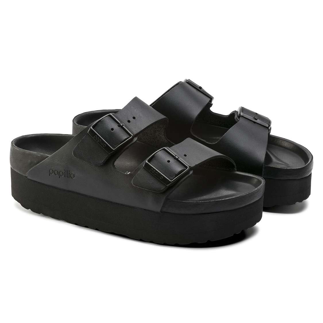 Birkenstock Arizona Platform Leather Platforms Sandals Black | sjoJWBXsEiM