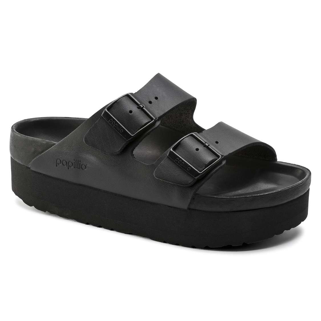 Birkenstock Arizona Platform Leather Platforms Sandals Black | sjoJWBXsEiM