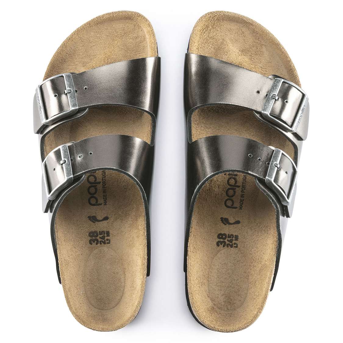 Birkenstock Arizona Platform Leather Two Strap Sandals Dark Grey | yfxGYzgH9en