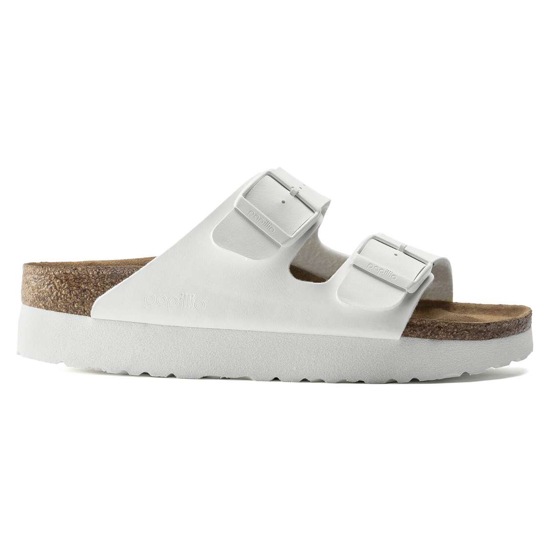 Birkenstock Arizona Platform Vegan Birko-Flor Two Strap Sandals White | 9Wuap5cassN