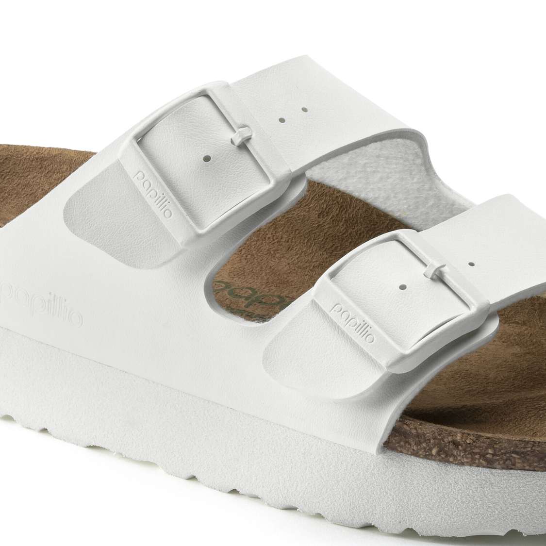 Birkenstock Arizona Platform Vegan Birko-Flor Two Strap Sandals White | 9Wuap5cassN