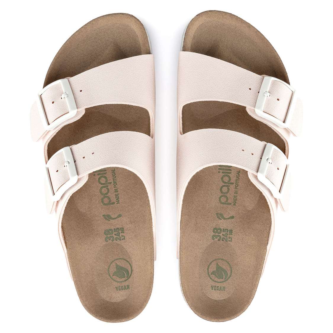 Birkenstock Arizona Platform Vegan Birko-Flor Two Strap Sandals Light Rose | GstapzZ2t6L