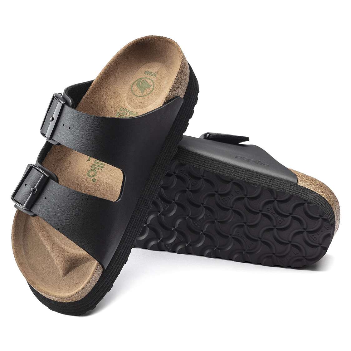 Birkenstock Arizona Platform Vegan Birko-Flor Platforms Sandals Black | Hc9eItrPyWw