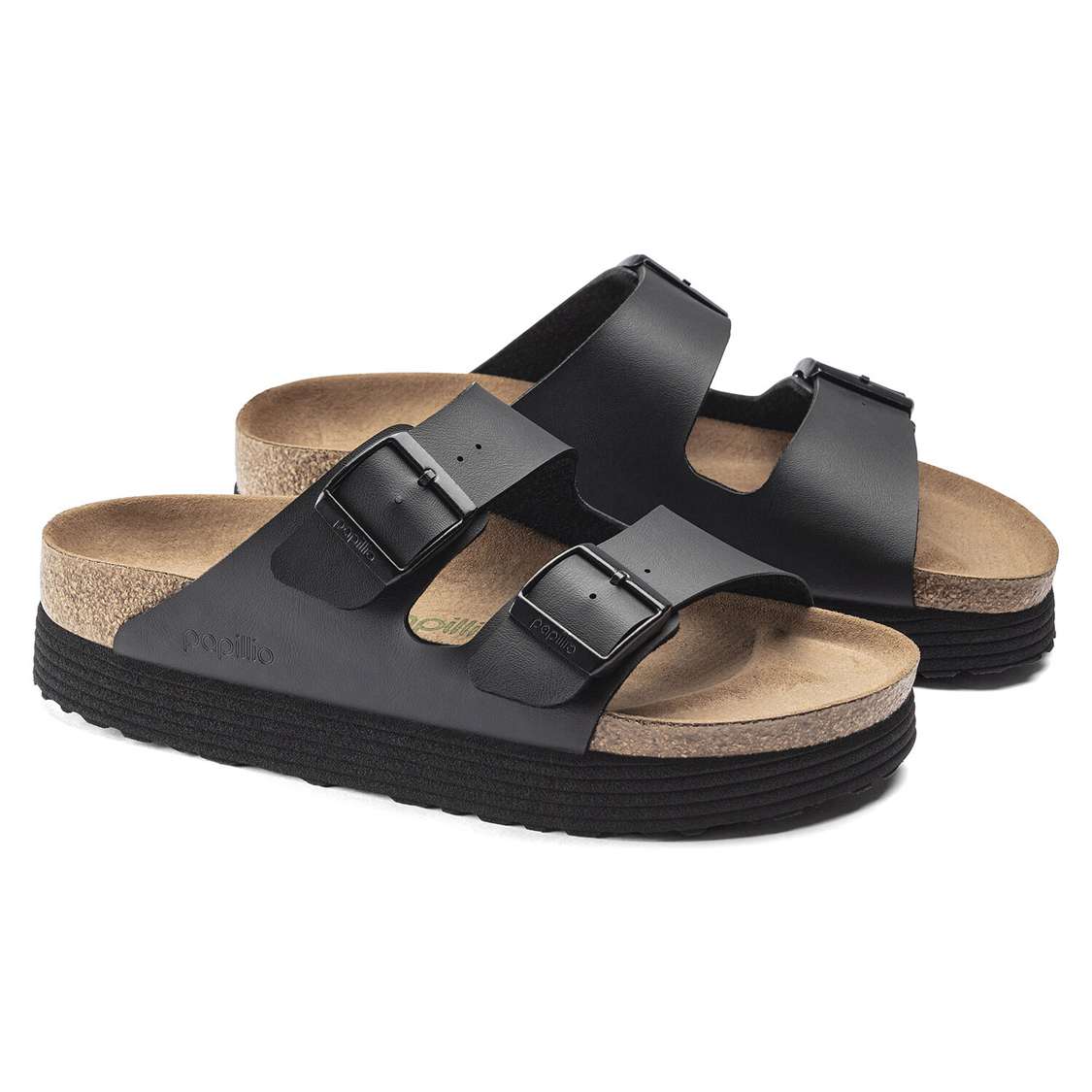 Birkenstock Arizona Platform Vegan Birko-Flor Platforms Sandals Black | Hc9eItrPyWw