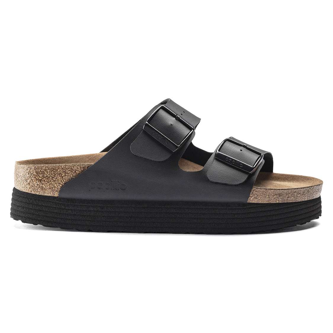 Birkenstock Arizona Platform Vegan Birko-Flor Platforms Sandals Black | Hc9eItrPyWw