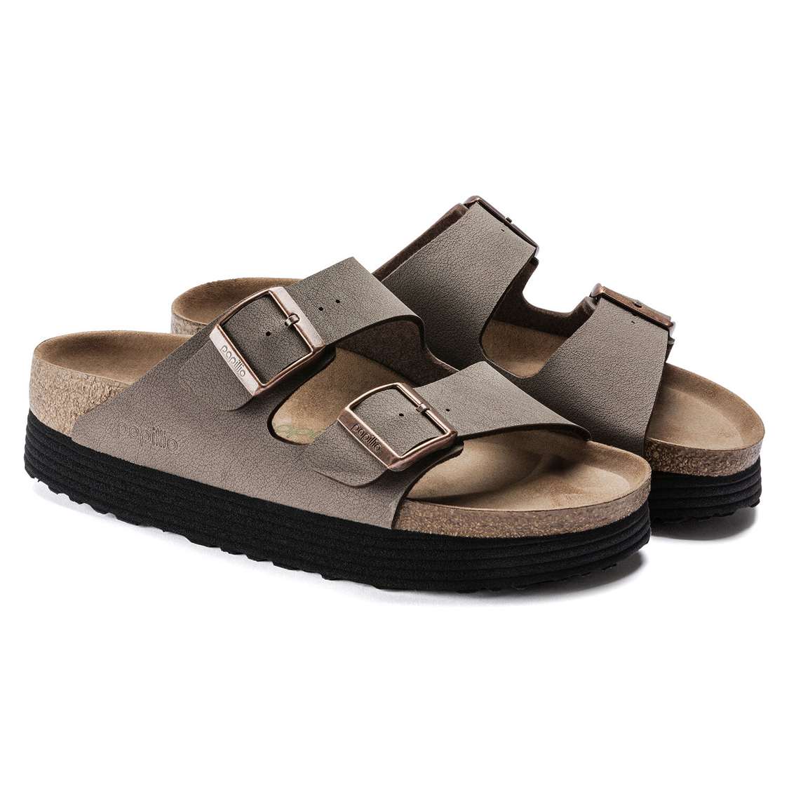 Birkenstock Arizona Platform Vegan Birko-Flor Two Strap Sandals Yellow | KJET97pTul3