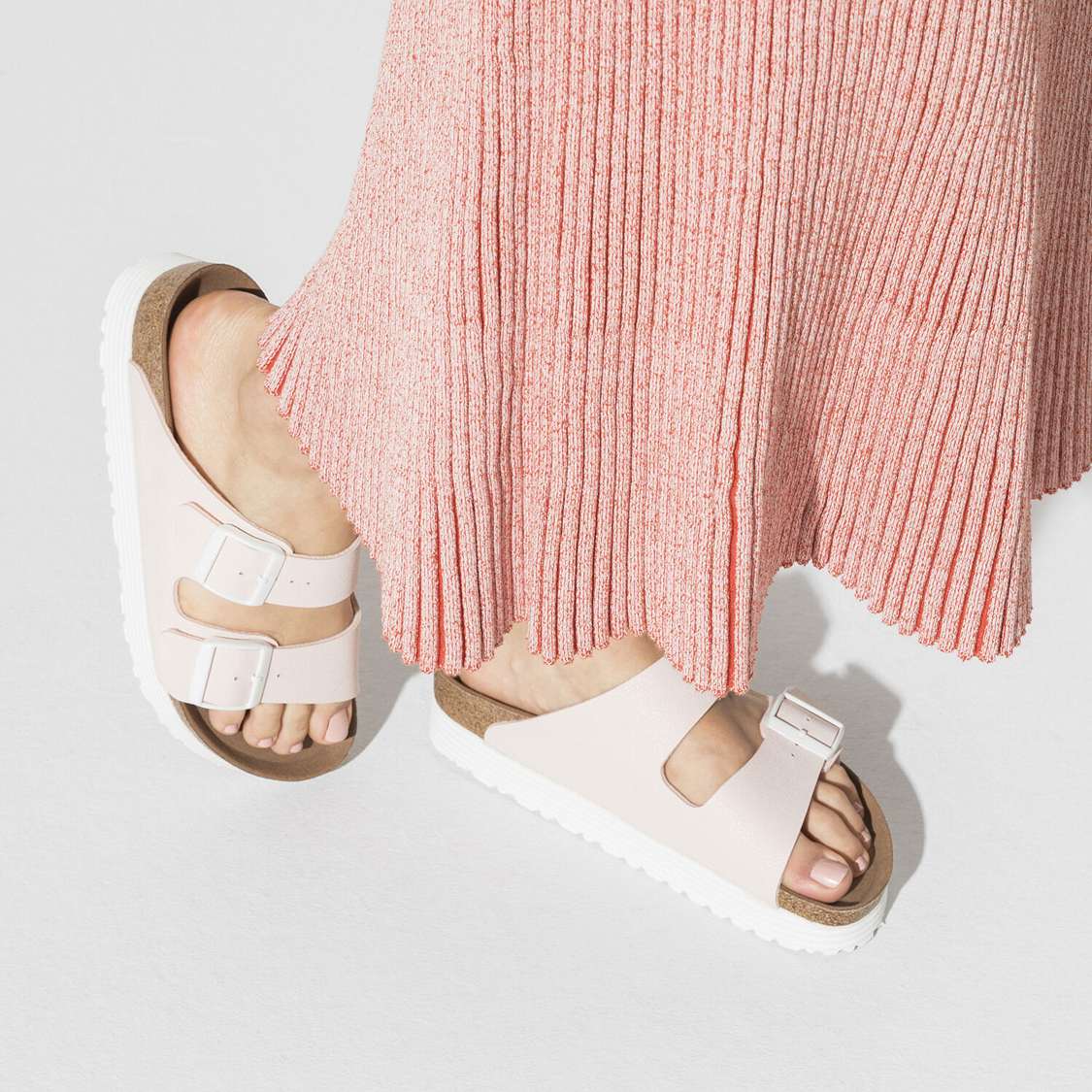 Birkenstock Arizona Platform Vegan Birko-Flor Platforms Sandals Light Rose | belBJshXHUj