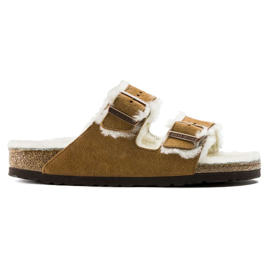 Birkenstock Arizona Shearling Suede Leather Two Strap Sandals Yellow | 63evrSRay7T