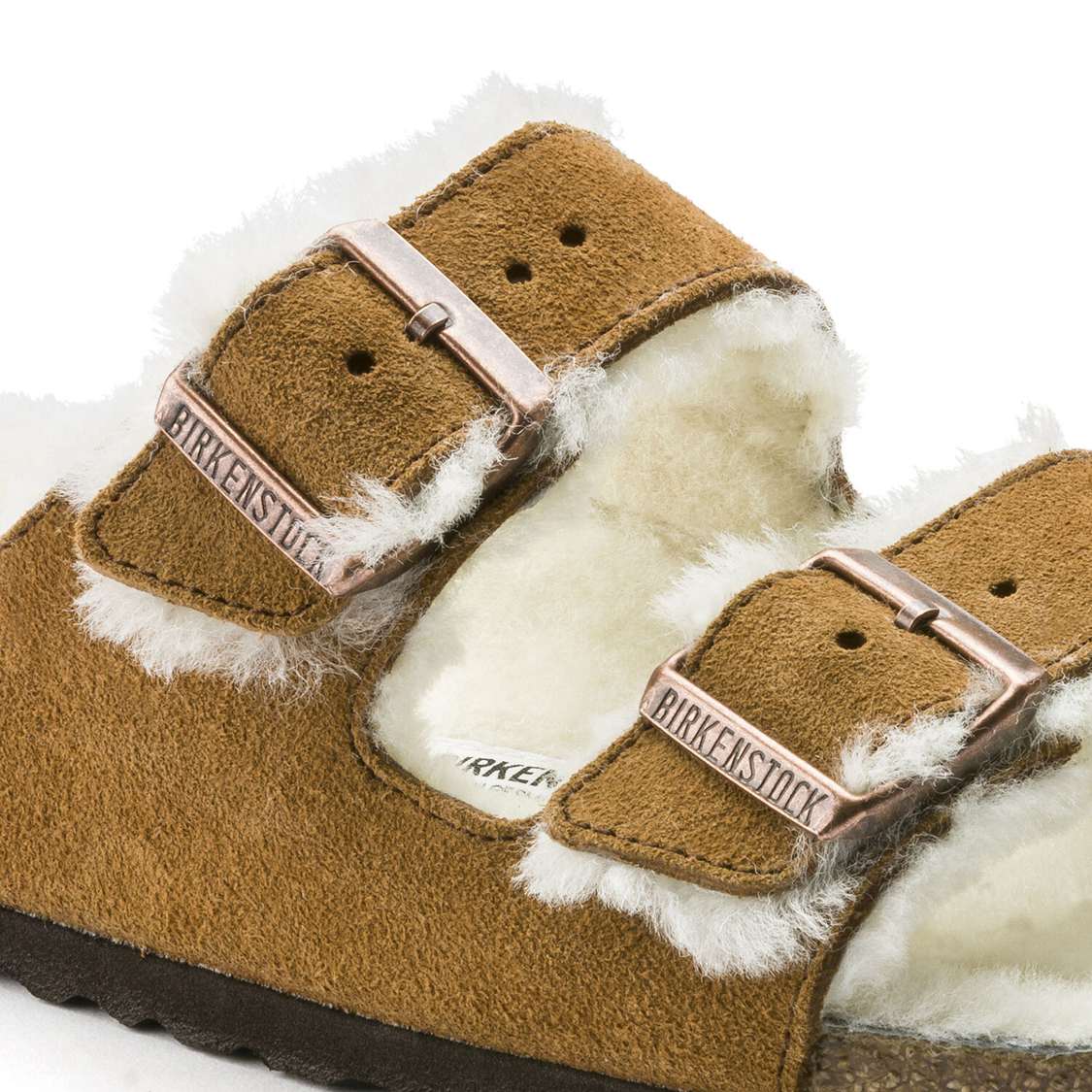 Birkenstock Arizona Shearling Suede Leather Two Strap Sandals Yellow | 63evrSRay7T