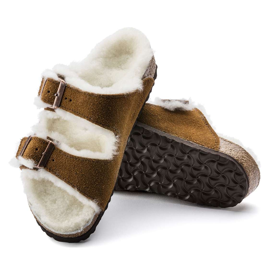 Birkenstock Arizona Shearling Suede Leather Boys Sandals Yellow | mQ3cgayLzST