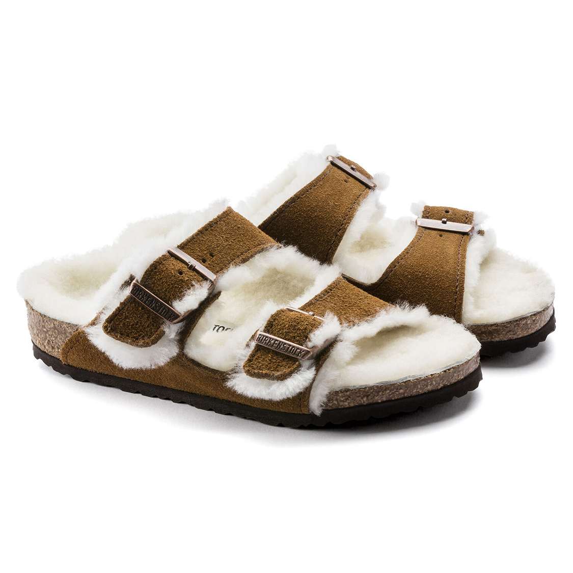 Birkenstock Arizona Shearling Suede Leather Boys Sandals Yellow | mQ3cgayLzST